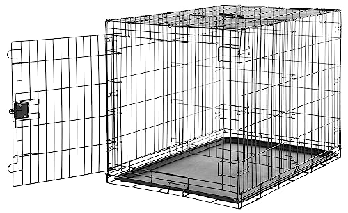 Amazon Basics Gaiola para cão de arame metálico, durável, dobrável, com bandeja, porta única, 107 x 71 x 76 cm (L x An x Al), preto