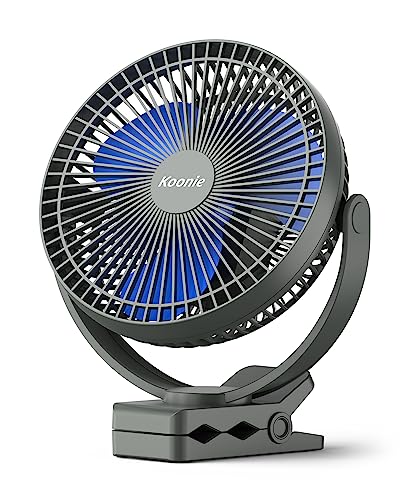 Ventilador portátil recarregável de 10000 mAh, ventilador de 8 polegadas com bateria, ventilador USB, 4 velocidades, forte fluxo de ar, braçadeira resistente para mesa pessoal, golfe, carro