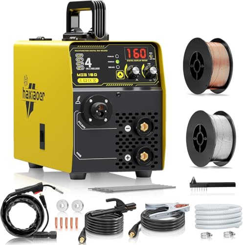 haixiaoer 160A Soldador de fio sem gás 4 em 1 semi-automático sinergia MAG/MIG/ARC/Lift TIG soldador MIG com fios de base de núcleo sólido, ideal para iniciantes