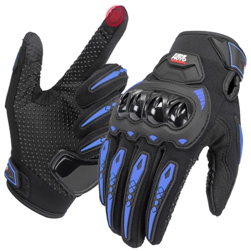KEMIMOTO Luvas de motocicleta para homem, luvas de proteção para motociclos, luvas respiráveis para exterior e ecrã tátil para homem e mulher, para motociclos, bicicletas, scooters, caça