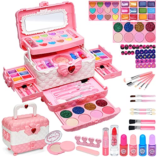 Maquilhagem menina brinquedos para - 57 peças conjunto de maquilhagem meninas, kit de maquilhagem meninas, brinquedo de maquilhagem lavável, presente de aniversário e Natal para meninas de 4 5 6 8 10