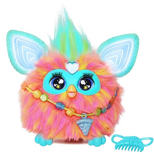 Hasbro Furby Furby, brinquedo interativo de cor coral ativado por voz, para meninos e meninas a partir dos 6 anos, 15 acessórios de moda, brinquedos animatrônicos de peluche para meninos e meninas