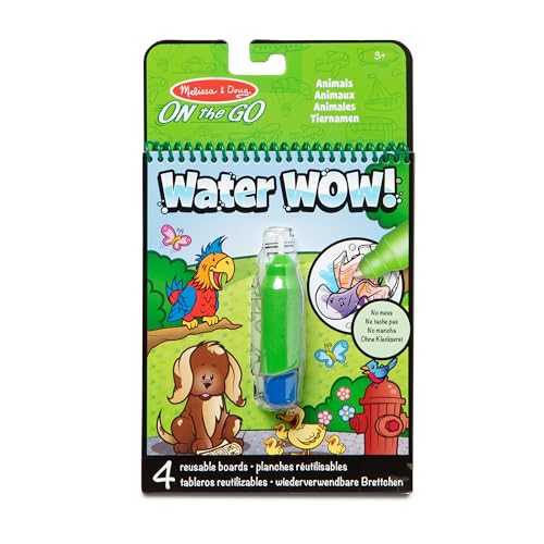 Melissa & Doug Water Wow, bloco de atividades de colorir com água sem sujar reutilizável, animais, jogo criativo, pintura com água, presente adequado para meninos e meninas, 3+ anos