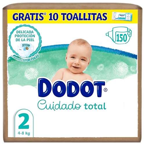 Dodot Cuidados totais fraldas tamanho 2, 150 fraldas, 4 kg - 8 kg, proteção delicada da pele
