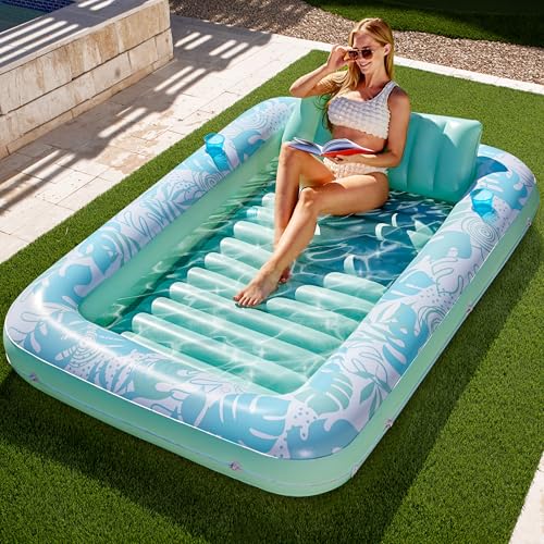 Sloosh Chaise Longue gonflável pour bronzage XL, 85" x 57"/2,1 * 1,4 m Baignoire de bronzage extra grande para adultos, Lit gonflável, flutuador de salão em Radeau
