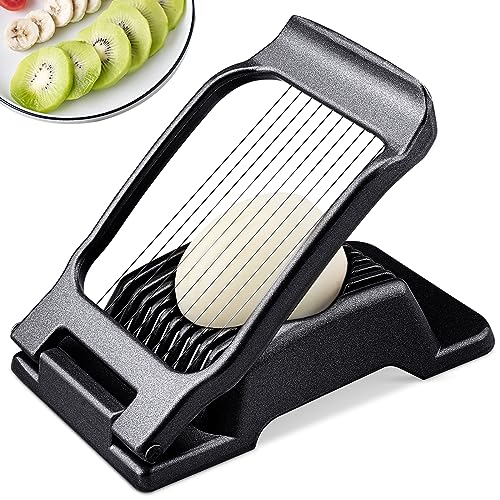 Cortador de ovos melhorado, BIBURY cortador de ovos para ovos duros, cortador de alumínio, morangos, cogumelos, frutas macias, fios de aço inoxidável, adequado para máquina de lavar louça e fácil de