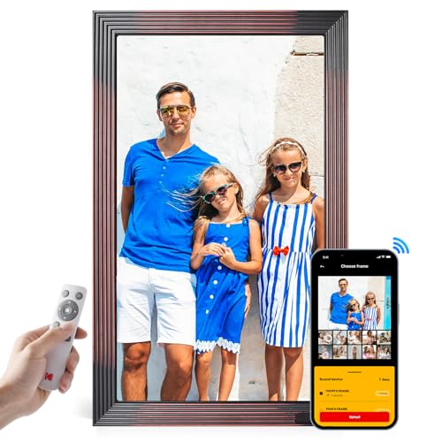 KODAK Moldura para fotos digital, Wi-Fi moldura digital de fotos 21,5 polegadas, 1920 * 1080 FHD IPS tátil, memória de 32 GB, compartilhar fotos e vídeos ao instantâneo por APP, rotação automática