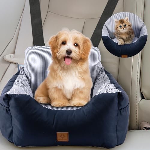 Assento de carro pequeno médio, assento elevador de carro para cães e gatos, assento de segurança para animais de estimação com saco de armazenamento de arnês, pode ser facilmente desmontado e limpo