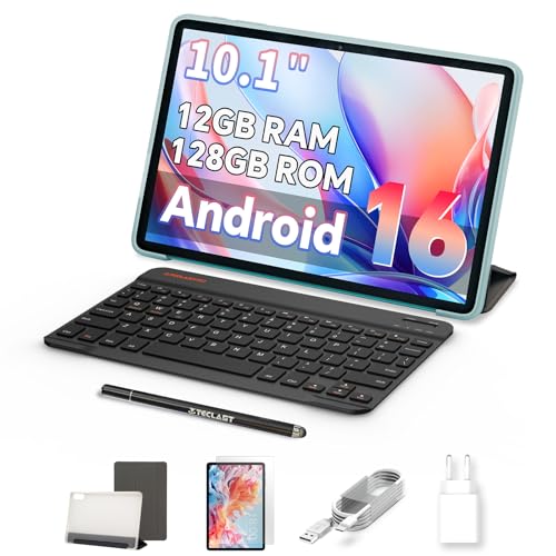 TECLAST P30CASE Tablet Android de 10 polegadas, Octa-Core T7200 Tablets, 2,4 G+5G WiFi, 12 GBRAM+128 GB ROM (3 TB expansível), ID facial, 6000 mAh, GPS, Tablet com teclado, lápis ótico e Função da