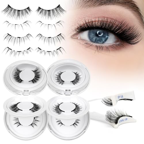 Higu clace Cílios magnéticos, pestanas magnéticas sem delineador de olhos, aparência natural, pestanas magnéticas com aplicador, sem necessidade de cola, pestanas magnéticas (SET-4B)