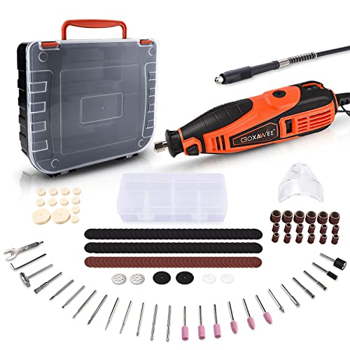 GOXAWEE Ferramenta rotativa de 135 W, kit multiferramenta com 181 peças acessórios, 8000 - 35000 RPM ajuste de velocidade, mini triturador elétrico para gravar, cortar, polir, projetos de artesanato