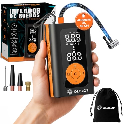 OLOLOP SUPER compressor de ar portátil premium com lanterna, insuflador de rodas carro GUIA para levar a sua família segura | bomba de ar elétrica | bomba elétrica | bateria de emergência para