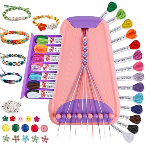 TingingYuli Artes e artesanato para crianças dos 8 aos 12 anos, kit de fabricação de pulseiras da amizade para meninas, kit de fabricação de jóias, presentes para crianças dos 6 aos 12 anos (rosa /