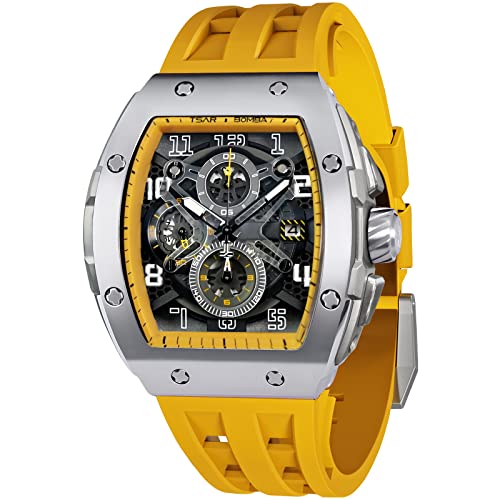 TSAR BOMBA Relógio de luxo homem - cristal de safira - movimento de quartzo japonês - cronógrafo Watch - impermeável 50 m - correia de silicone - calendário luminoso - presentes para homens TB8204