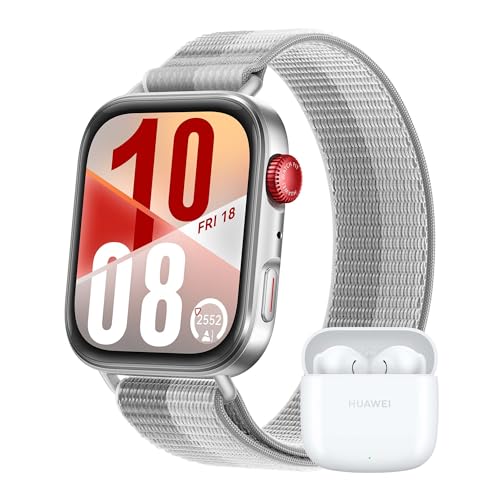 Huawei Watch FIT 4 Smartwatch + Freebuds SE2 branco, 100 modos de treino, ultrafino, monitor de atividade física, até 10 dias de duração, iOS e Android, garantia de 42 meses