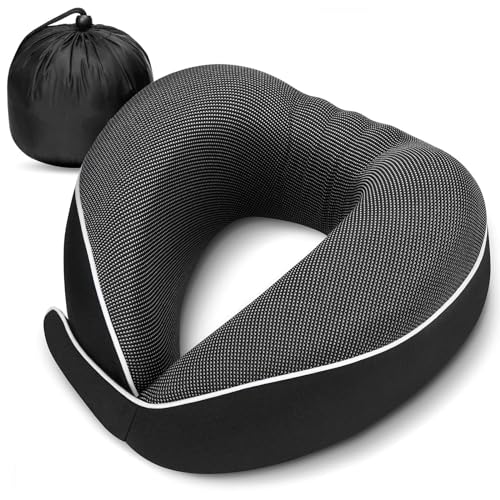 HOMIEE Almofada de viagem para avião, almofada de 360 °, espuma viscoelástica, suporte para o pescoço, secretária almofada para dormir com saco de comboio, avião, descanso de escritório casa