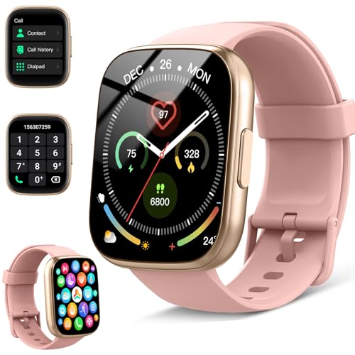 Relógio inteligente homem mulher, 1,95" Smartwatch com chamadas Bluetooth e notificação, 110 modos desportivos pulseira atividade com pulso / podómetro/sonho, impermeável IP68 para Android iOS, rosa