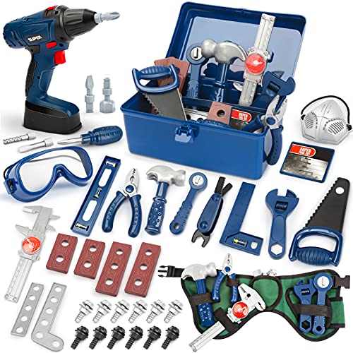 Vanplay Brinquedos crianças 3 4 anos ferramentas brinquedo conjunto ferramentas presente para meninos meninas 3 4 5 6 anos (52 peças)