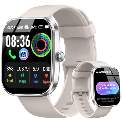 uaue IA Relógio inteligente mulher homem, IA interativa Smartwatch com chamadas Bluetooth, 1,91" HD Smart Watch 110 modos de desporto com ChatGPT saúde IA, IP68 monitor cardíaco/sonho pulseira