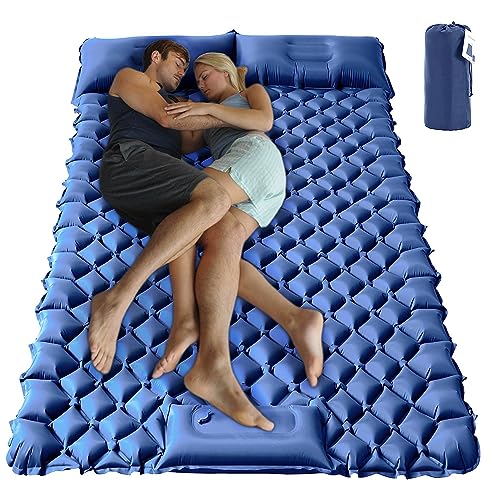Tapete insuflável campismo duplo colchão de ar insuflável impermeável colchão de dormir com bomba de pé incorporada suporte ultraleve insuflável almofada para caminhadas mochileiros