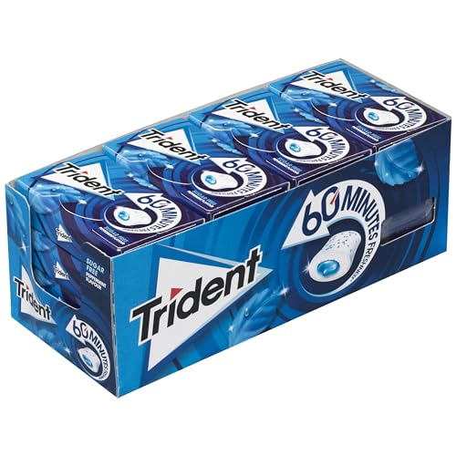 Trident 60 minutos hortelã - pastilhas sem açúcar com sabor de menta - embalagem de 16 embalagens 22 g