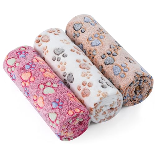 COMSLE 3 x manta para cães e animais de estimação, toalha macia, lavável para cães pequenos médios grande, manta de flanela para cães, gatos e estimação, ideal para sofás e cama, 40 * 60 cm