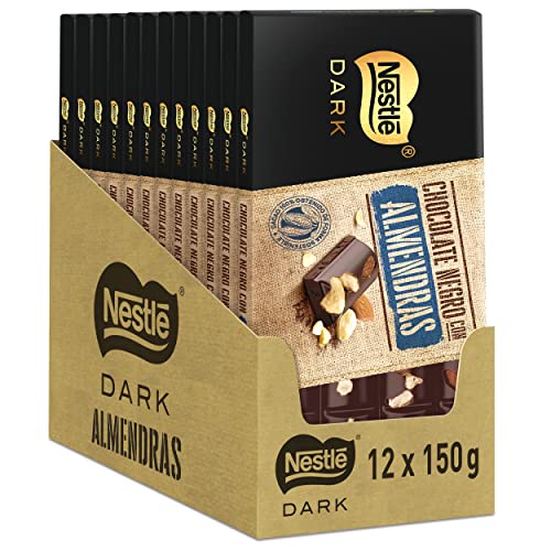 NESTLÉ DARK Nestle Dark Tablet de chocolate preto com amêndoas, 12 x 150 g