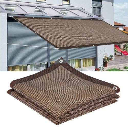 Toldos para pátio, pano de sombra solar, ilhoses capa de para-sol, rede de sombra ao ar livre, tecido de sombra, malha de sombra, jardim, leggings de sombra com ilhoses (castanho3 * 4)