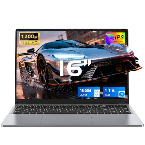 FUNYET Computador portátil de 16 polegadas 16 GB RAM 1TB SSD expansão 1 TB portátil 4 cores Celeron N150 até 3,6 GHz Win11 Laptop FHD 1920 × 1200 USB3.0 BT5.0 WiFi5 HDMI teclado retroiluminado