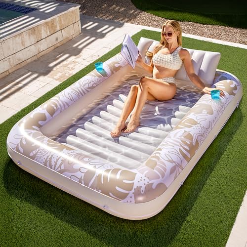 Sloosh Chaise Longue gonflável pour bronzage XL, 85" x 57"/2,1 * 1,4 m Baignoire de bronzage extra grande para adultos, Lit gonflável, flutuador de salão em Radeau