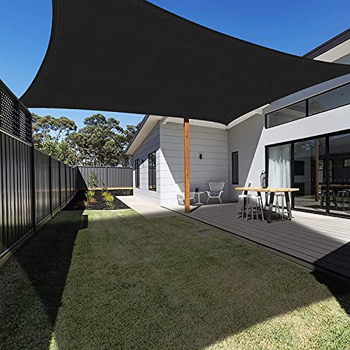 Ankuka Toldo vela de sombra, 4 x 5 m, preto retangular, impermeável para exterior, 98 % de proteção UV, adequado para jardim, terraço e campismo