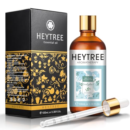 HEYTREE Óleo essencial de eucalipto 100 ml - facilita a respiração, alivia as tensões e ajuda a limpar a mente - perfeito para aromaterapia com difusor