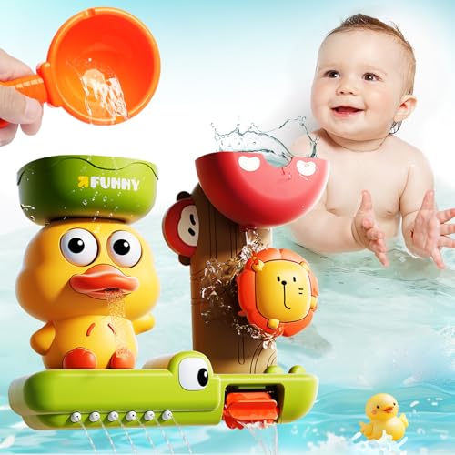 Brinquedos de banho para bebé meninos meninas 1 2 3 anos, brinquedo de banho para bebés 12-18 meses, brinquedo de água para meninos meninas com caneca, presente brinquedo para meninos meninas 1 2 3