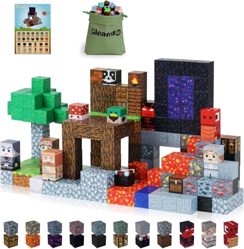 Gleamkid 115 unidades blocos magnéticos - brinquedos de construção para meninos e meninas, Stem brinquedos sensoriais para meninos meninas idades 3 4 5 6 7 8 9 presentes de aniversário
