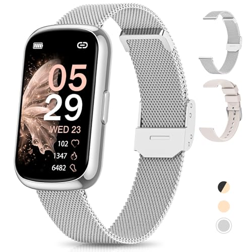 RUXINGX Relógio inteligente mulher, 1,47" HD pulseira inteligente mulher, IP68, 24 modos desportivos, 24 H pulsómetro, oxímetro de sono, função feminina, podómetro Smartwatch para iOS Android prata