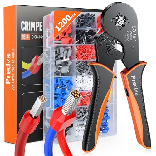 Crimpadora alicates de terminais, reciva 0,08 - 16 mm2, com 1200 buchas de dupla extremidade e de extremidade única, adequado para terminais elétricos bricolage e uso industrial