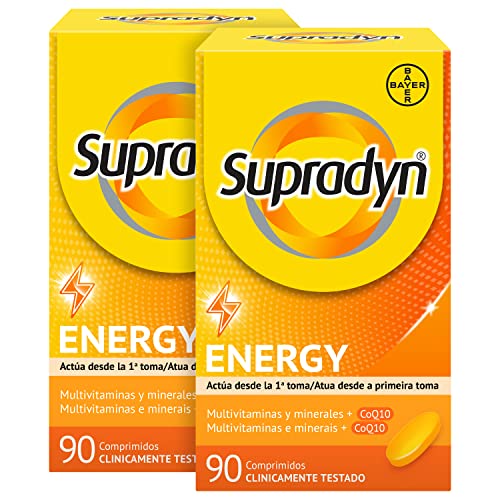 Supradyn Multivitaminas, energia, 180 comprimidos, 6 meses de fornecimento, complexo vitamina B12, B6, coenzima q10, sem glúten e sem lactose, multivitamínico para homens e mulheres