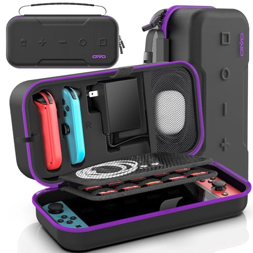 OIVO Funda para Nintendo Switch/OLED, Funda de Transporte para Consola y Accesorios de Nintendo Switch, Funda de Viaje Switch con 20 Ranuras para Tarjetas de Juego - Violado