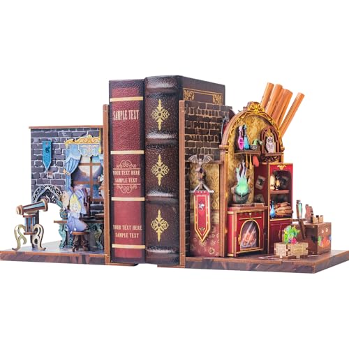 CUTEBEE Book Nook Kit, DIY Casa de bonecas em miniatura de madeira, biblioteca Booknook, decoração criativa de inserção de prateleiras, presente de aniversário para adolescentes e adultos