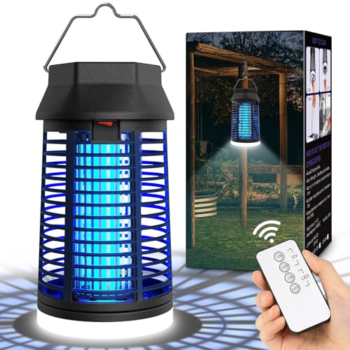 seenlast Candeeiro anti-mosquitos elétrico, mata mosquitos elétricos, 4200 V 15 W UV, mosquitos com LED e controlo remoto, IPX4 impermeável mata-moscas elétrico para interior e exterior