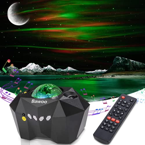 Bawoo Projetor estrelas, galáxia, Aurora Polar, com altifalante Bluetooth, controlo remoto, vários modos de luz decoração infantil para quarto / festas, presente para crianças / amigos