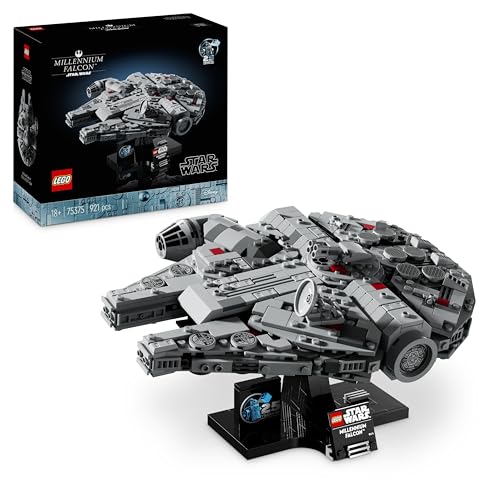 LEGO Star Wars 75375 Falcão Milenar - Maquete para adultos de nave estelar colecionável com base e placa - decoração de secretária - presente para homens, mulheres e fãs de uma nova esperança