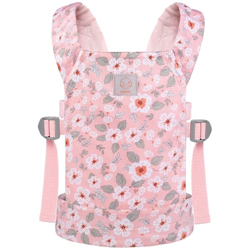 GAGAKU Transporte de pulso carregador de boneca para meninas boneca transporte pequenos acessórios para crianças pequenas mochila de boneca berço de boneca - rosa - flores de anêmona