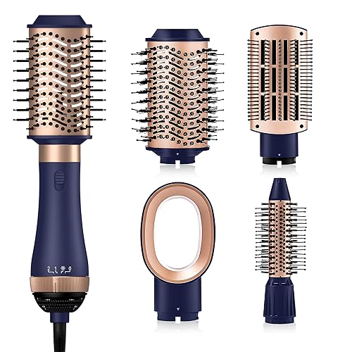 UKLISS 4 em 1 Hairstyler, secador de cabelo com 4 acessórios: Secador de cabelo de 1000 W, escova enrolada, escova alisadora, escova para secador, escova redonda, estilo para todos os tipos