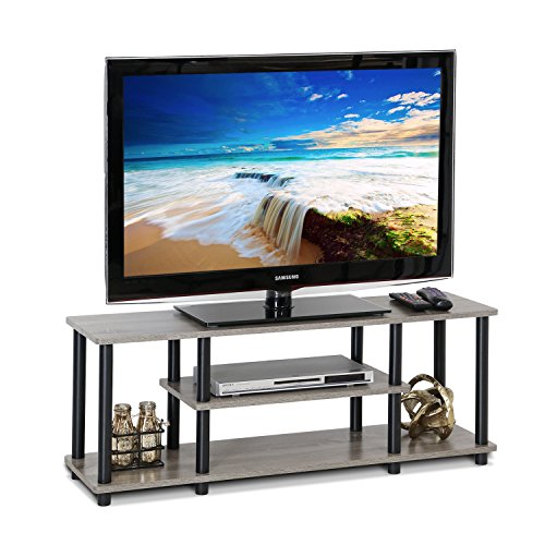 Furinno Turn-N-Tube Móveis TV sem ferramentas, Engineered Wood, francês carvalho cinzento/preto, 47