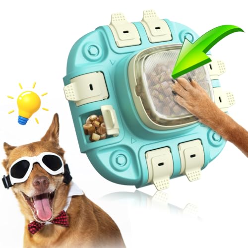 Romicta Brinquedo inteligente para cães, dispensador interativo de golosinas em 2 níveis para treino e entretenimento, design anti-viagem, promove uma alimentação saudável e reduz o burri