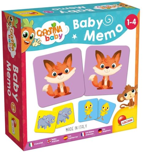Liscianigiochi - Carotina Baby - Baby Memo - Os bebés animais - jogo de sociedade educacional - jogo de memória e reflexão - 24 cartões - para crianças de 1 a 4 anos