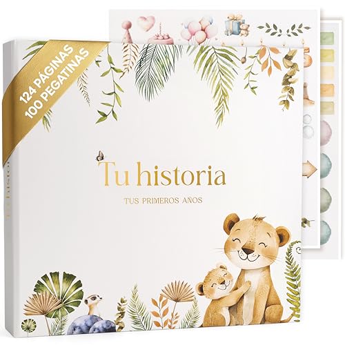 SweetyFox - Álbum Fotos bebé - 5 primeiros anos - livro 124 páginas e autocolantes - presentes para bebés recém-nascidos menina