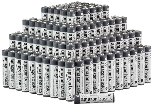 Amazon Basics - Pacote de 200 pilhas industriais alcalinas AAA, 1,5 volts, vida útil de 5 anos