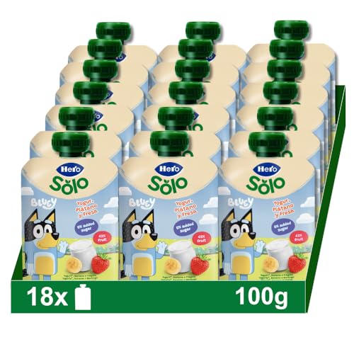 Hero Baby Minha lancheira sacos de iogurte com banana e morango, para bebés a partir dos 12 meses - pack de 18 x 100 g